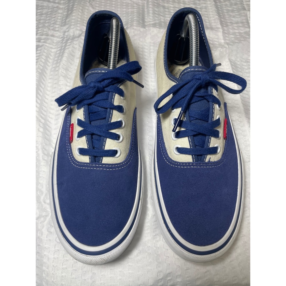 Vans Authentic Pro Skate Mens 8.5 Blue Cream Suede Canvas Low Top Shoes